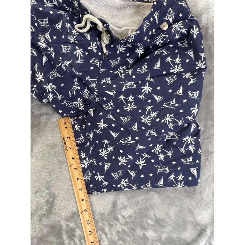 Polo Ralph Lauren Swim Trunks L Blue Mens Ski AOP Print Graphic Shorts